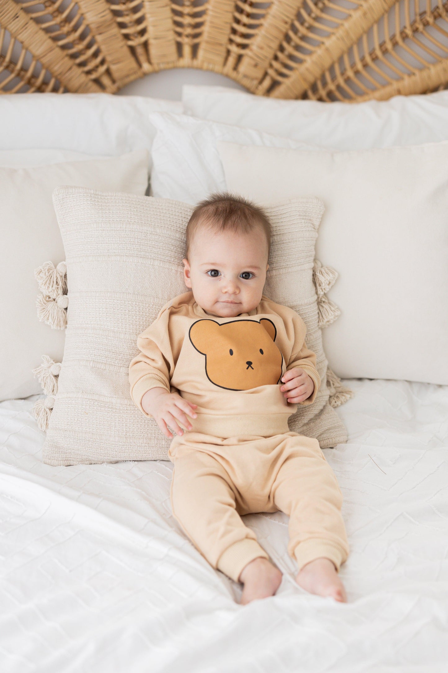 Beige Bear Logo Tracksuit