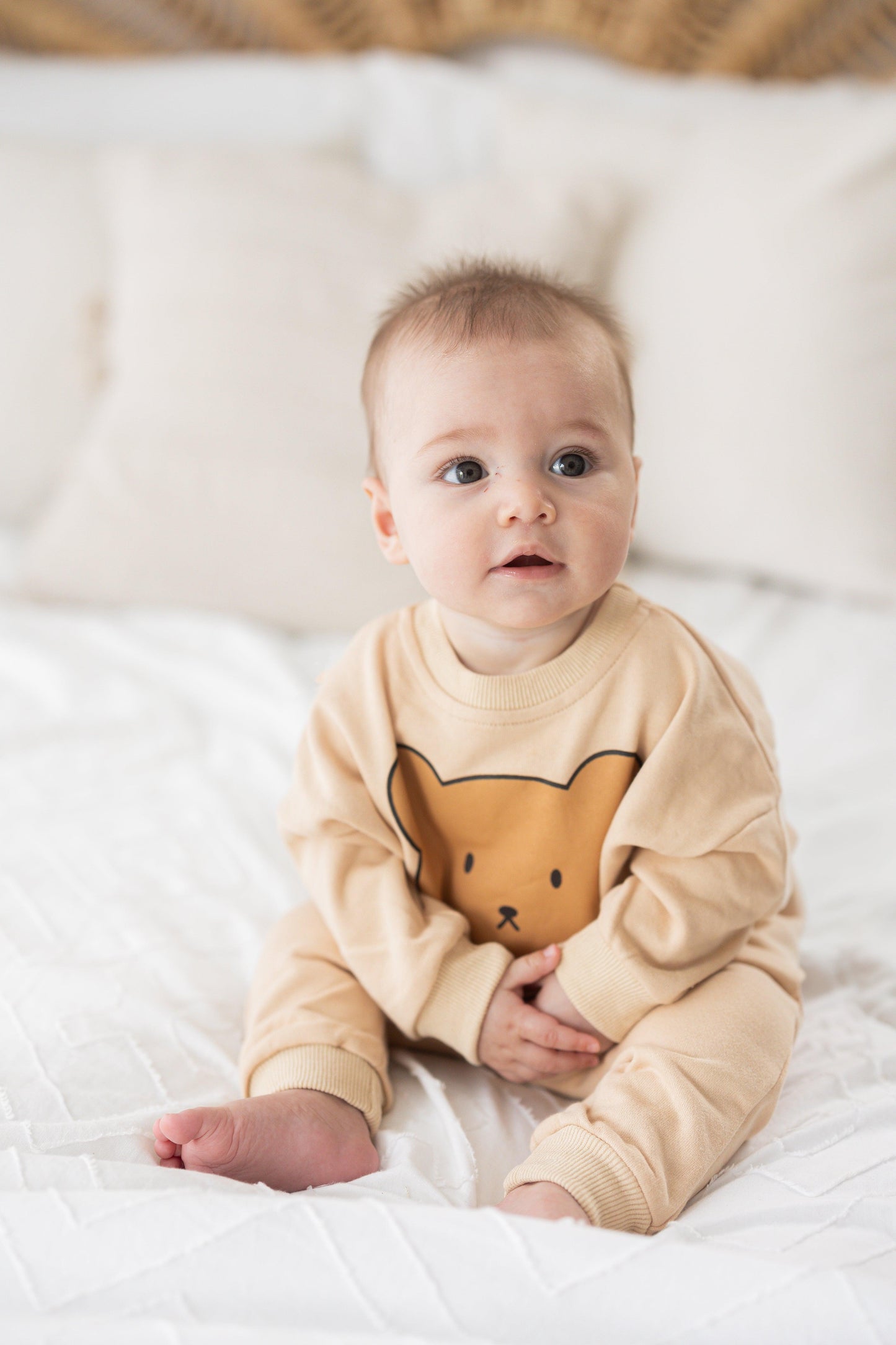 Beige Bear Logo Tracksuit