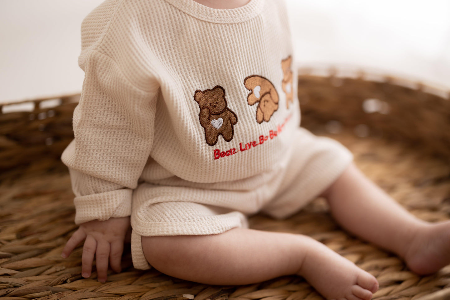 Beige Bear Long Sleeve Two Piece