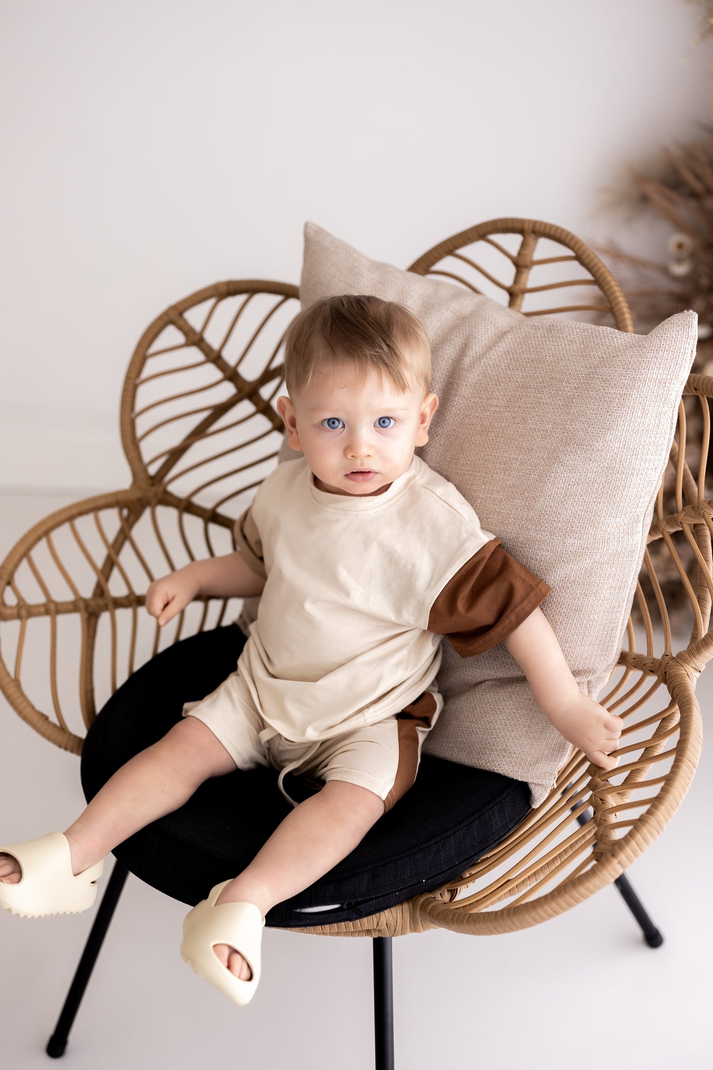 Brown Block T Shirt and Shorts Set