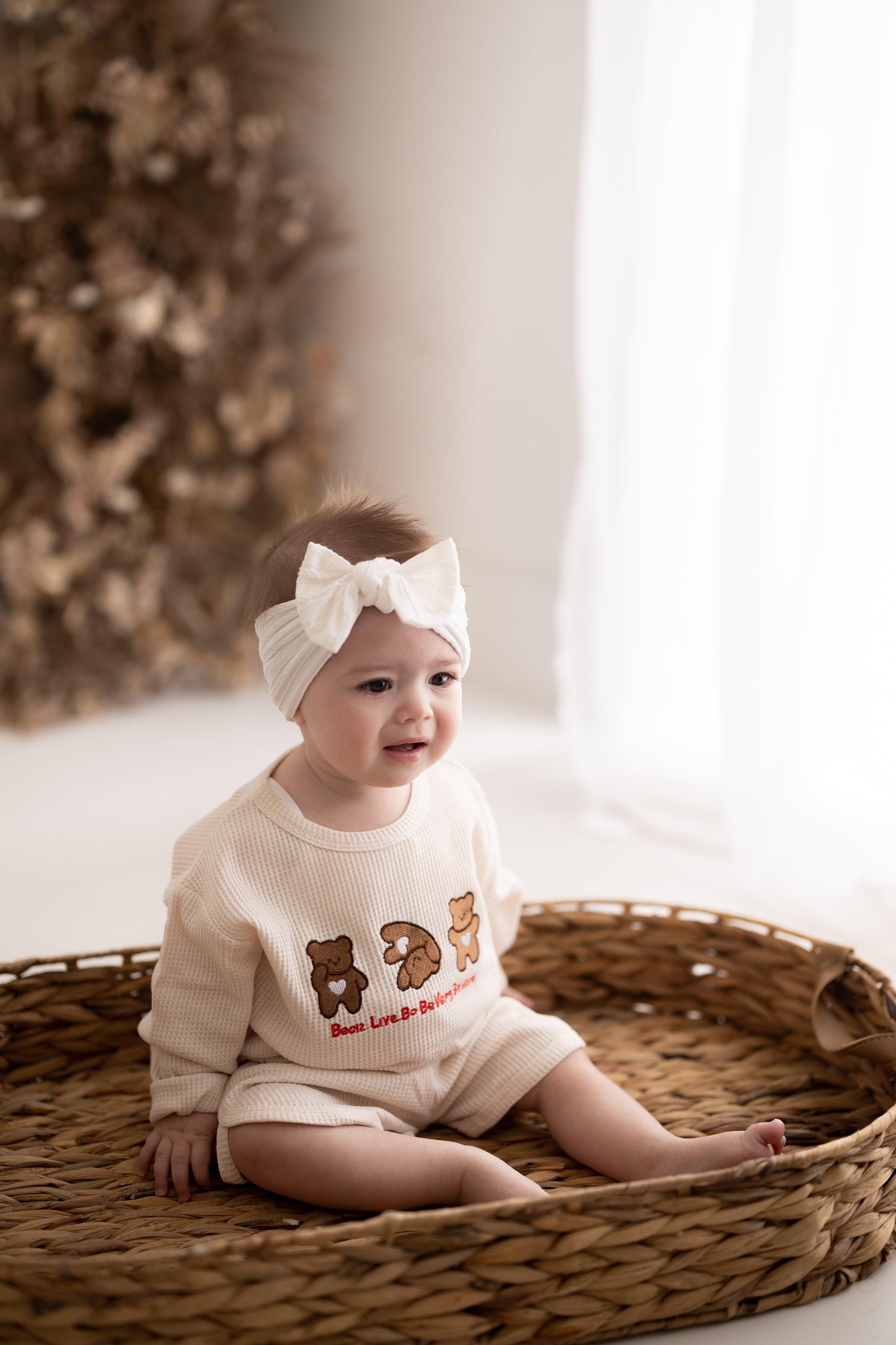 Beige Bear Long Sleeve Two Piece