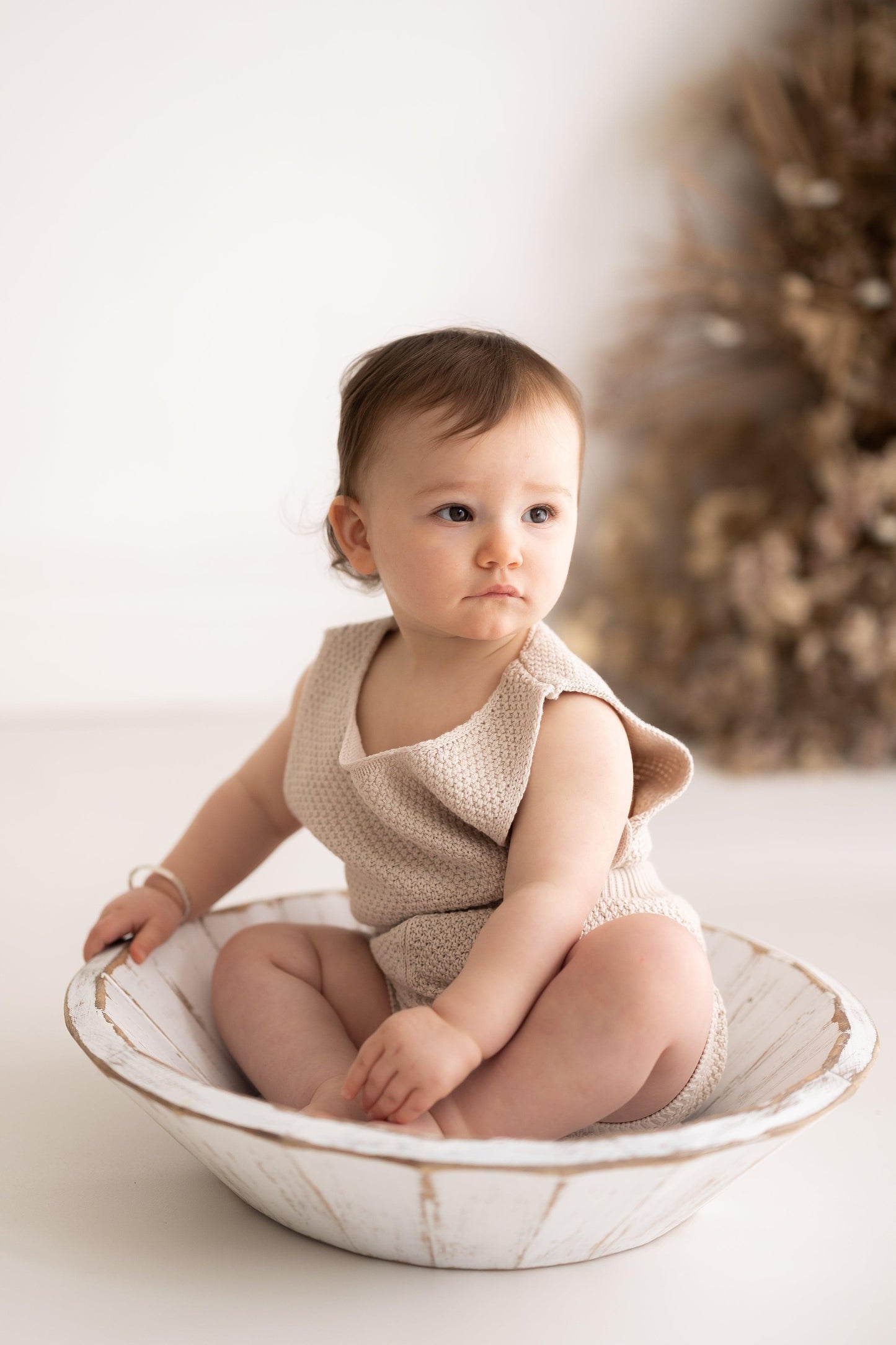 Beige Knitted Vest and Shorts Set