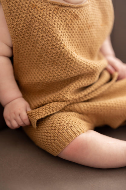Brown Knitted Vest and Shorts Set